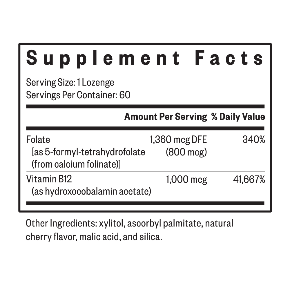 Hydroxo B12 with Folinic Acid | 60 Lozenges | Seeking Health Ireland