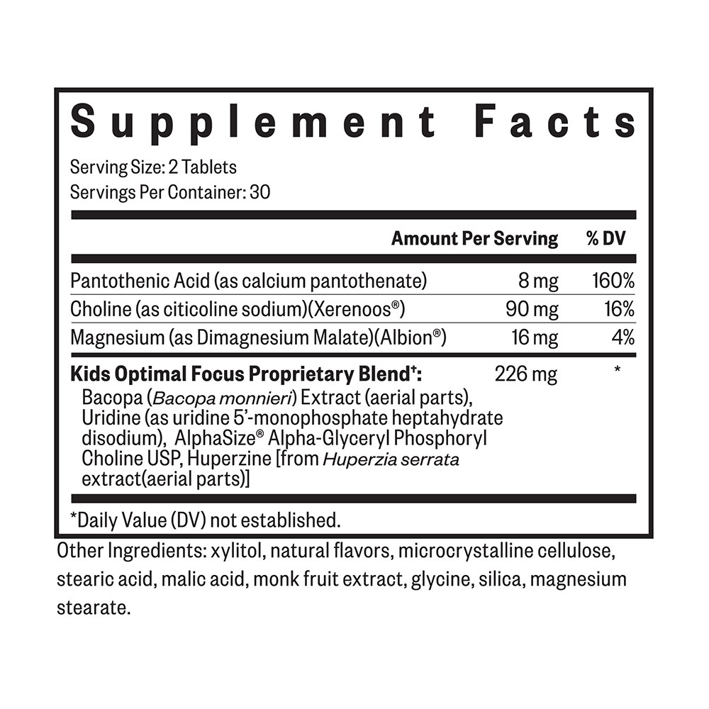 Buy Kids Optimal Focus | 60 Tablets | Seeking Health Ireland