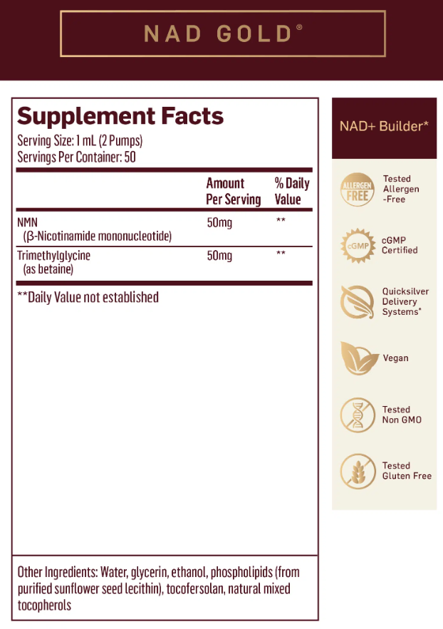 Nad+ Gold 50ml | Quicksilver Scientific Ireland