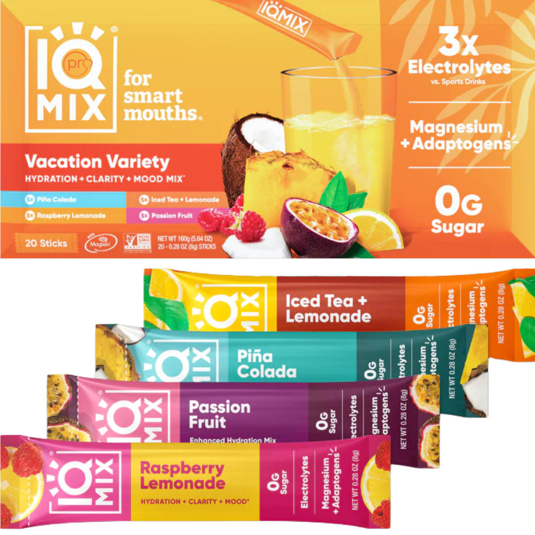 IQMIX Vacation Variety Pack 20 Sticks of 4 flavours - IQBAR Ireland