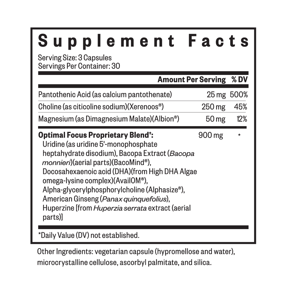 Optimal Focus 90 capsules | Seeking Health Ireland