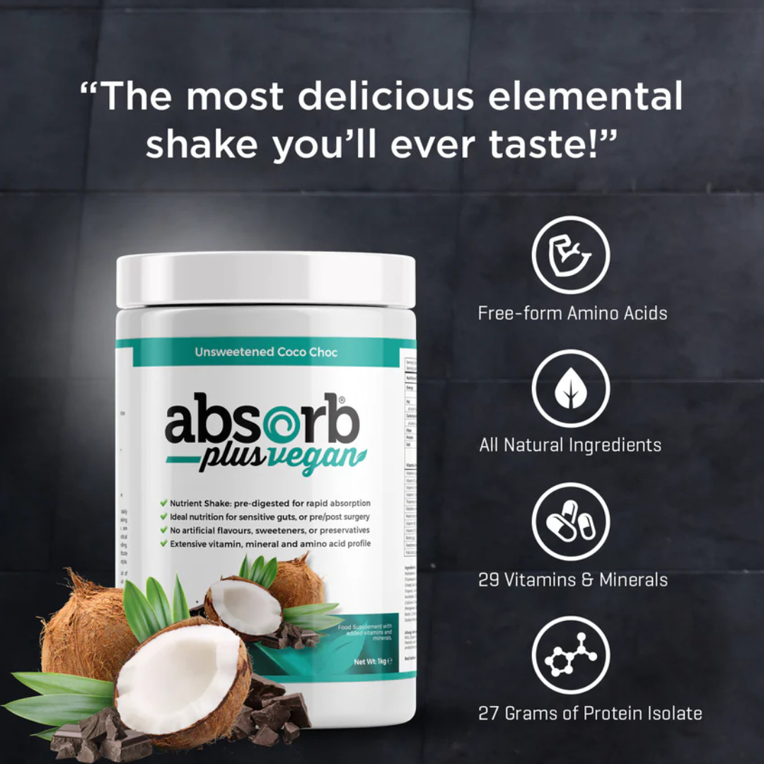 Absorb Plus Vegan - Unsweetened coco choc - IMIX nutrition Ireland 