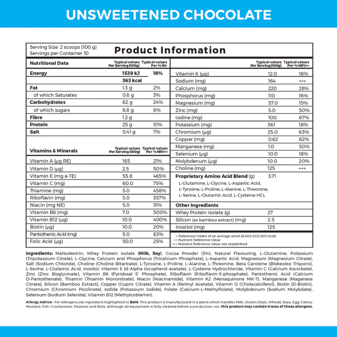 Absorb Plus Whey - Elemental Powder - 1kg Unsweetened Chocolate - IMIX Nutrition Ireland