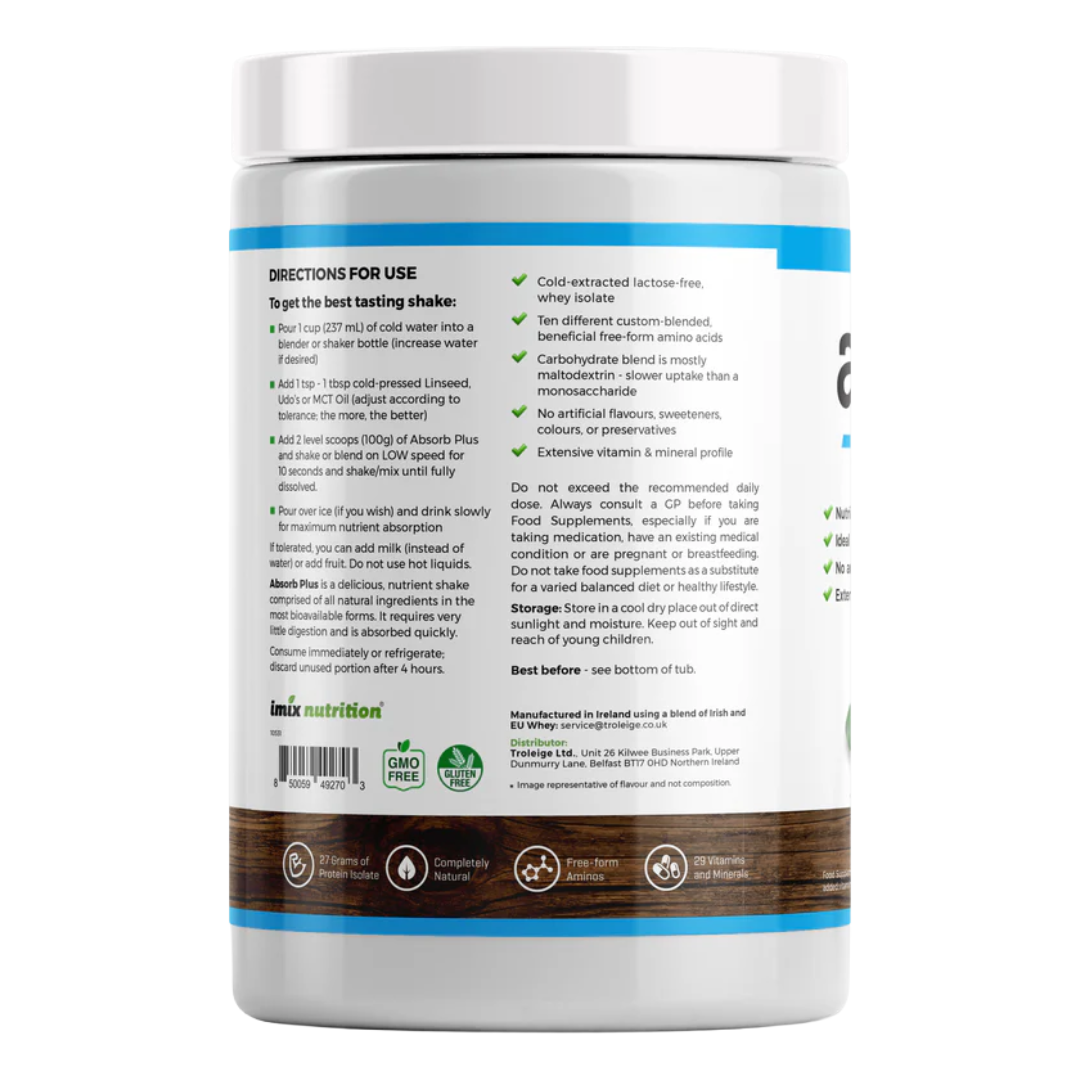 Absorb Plus Whey - Elemental Powder - 1kg Unsweetened Chocolate - IMIX Nutrition Ireland