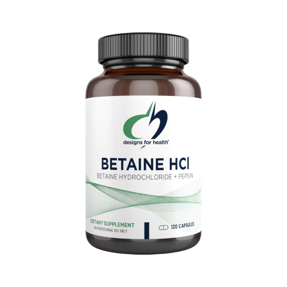 Betaine HCl with Pepsin | 120 Capsule | Designs For Health Ireland online