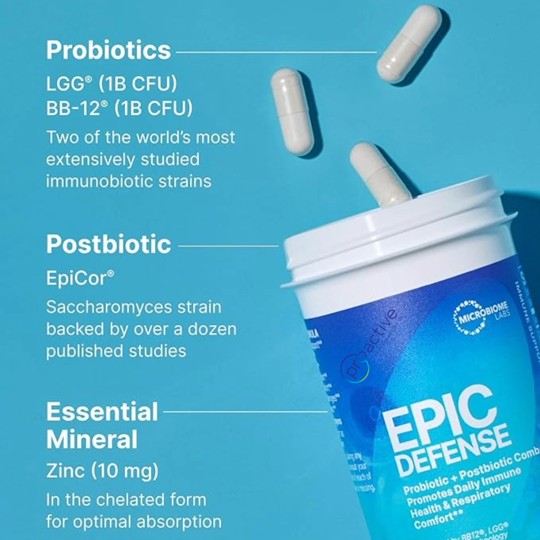 Epic Defense - 30 Capsules - Probiotic & Postbiotic Combo - Microbiome Labs Ireland  