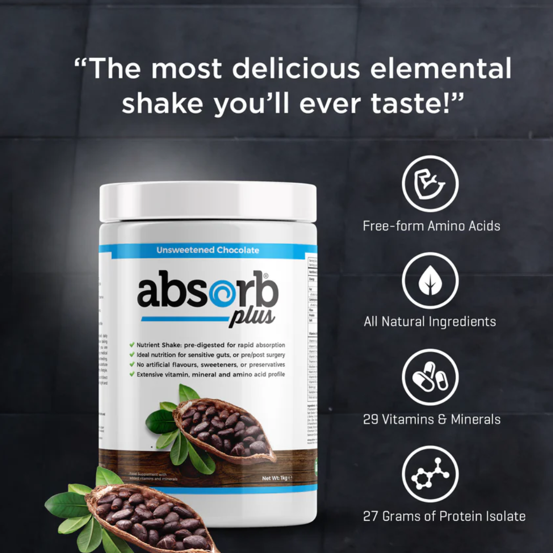 Absorb Plus Whey - Elemental Powder - 1kg Unsweetened Chocolate - IMIX Nutrition Ireland
